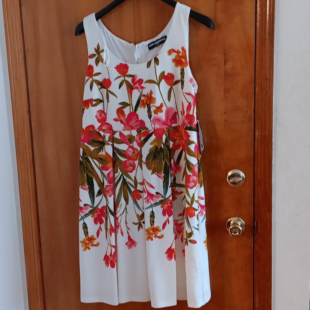 Karl Lagerfeld Orange Green A-Line Mini Dress